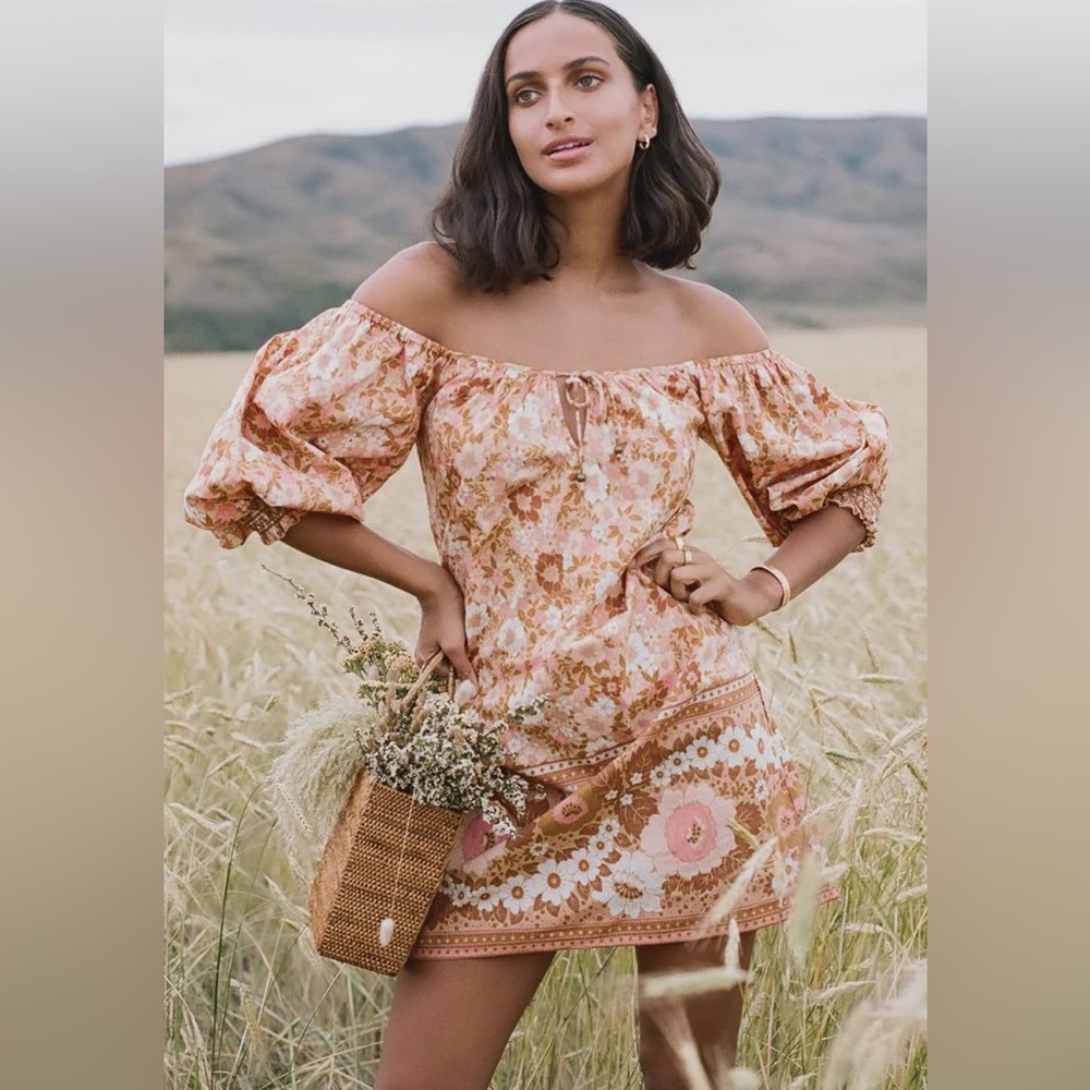 EUC Spell & the Gypsy Collective Peach Anne Tunic Mini Dress